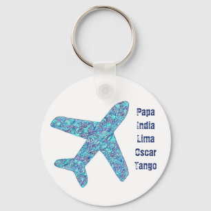 Phonetic Alphabet "Pilot" Airplane Key Ring