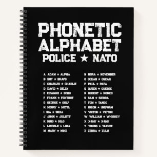 Phonetic Alphabet Police ★ NATO — Black Spiral Notebook