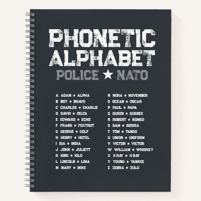 Phonetic Alphabet Police ★ NATO — Tactical Gray Notebook (Front)