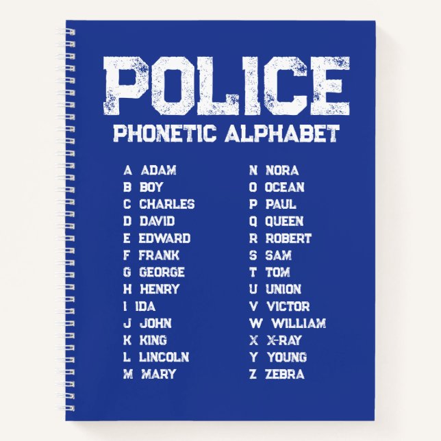 Phonetic Alphabet Police Notebook (Front)