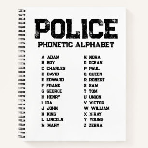 Phonetic Alphabet Police Notebook Adam-Zebra White