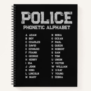 Phonetic Alphabet Police Notebook Black