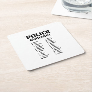 Phonetic Alphabet Police Square Paper Coaster