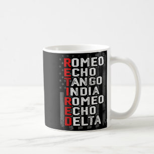 Phonetic Alphabet Retired Veteran American Flag Mi Coffee Mug