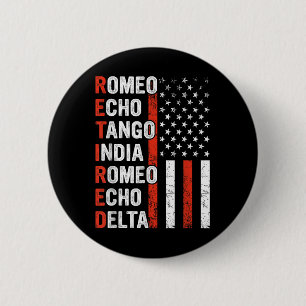 Phonetic Alphabet Retired Veteran Retirement Army 6 Cm Round Badge