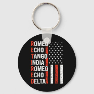 Phonetic Alphabet Retired Veteran Retirement Army Key Ring