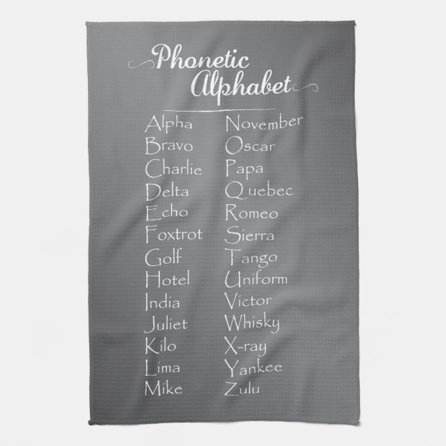 Phonetic Alphabet Teacher Cadet Training Spelling Tea Towel (Vertical)