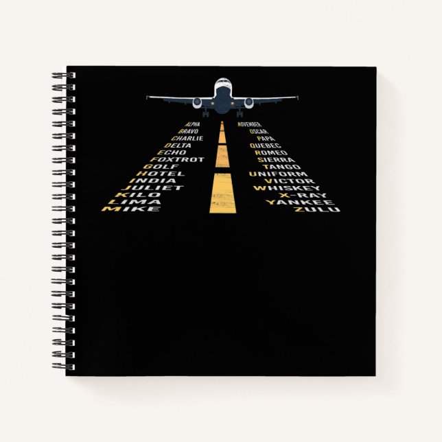 Phonetic Aphabet Pilot Cadet Aeroplane Gift Notebook (Front)