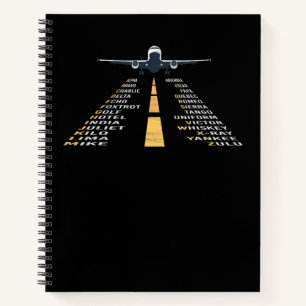 Phonetic Aphabet Pilot Cadet Aeroplane Gift Notebook