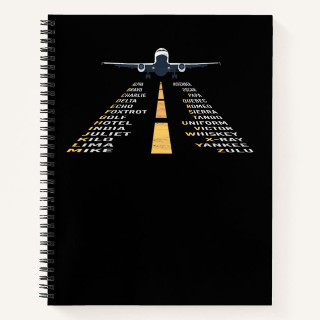 Phonetic Aphabet Pilot Cadet Aeroplane Gift Notebook (Front)