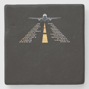 Phonetic Aphabet Pilot Cadet Aeroplane Gift Stone Coaster
