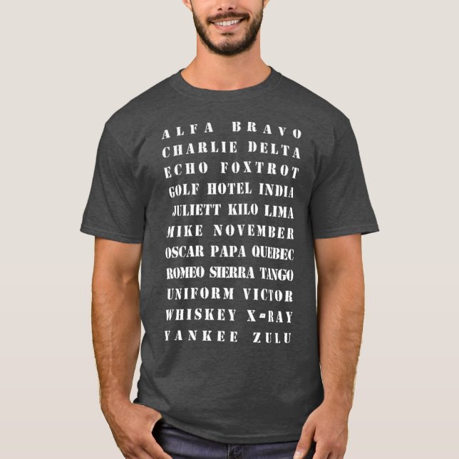Phonetic Military Alphabet Graphic T-Shirt (Front)