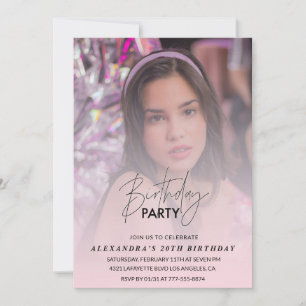 Photo20th birthday invitation Birthday partyPink 