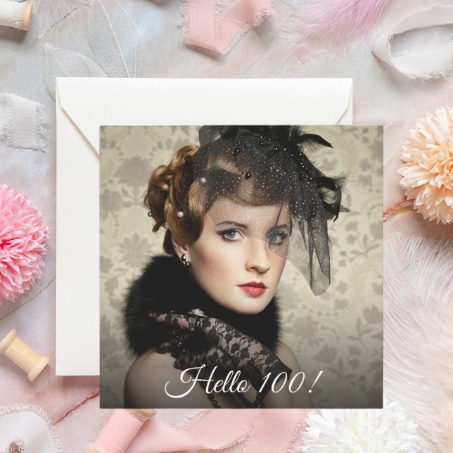 Photo 100th birthday party hello 100 invitation (Creator Uploaded)