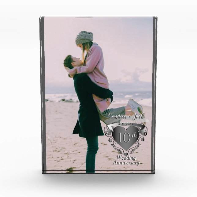 Photo 10th,20th,25th,Wedding Anniversary 3D Heart Block (Front)