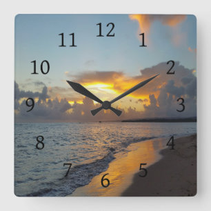 Photo 17 ocean sunset square wall clock
