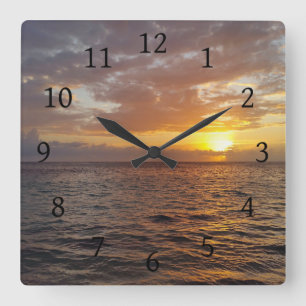 Photo 18 ocean sunset square wall clock