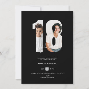 Photo 18th Birthday Invitation Boys - Black