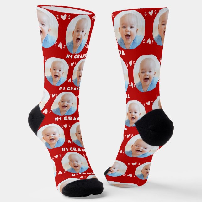 Photo #1 Grandpa Red Baby Child Father's Day Socks (Angled)
