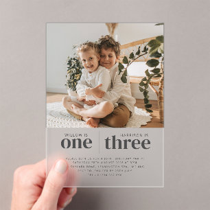 Photo 1st and 3rd Joint Birthday Acrylic Invitations