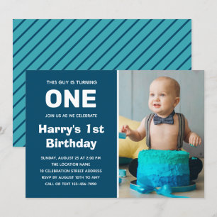 Photo 1st Birthday Invitation   Boy First Birthday