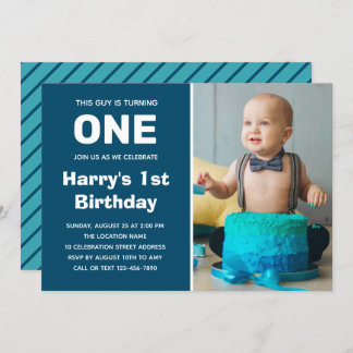 Photo 1st Birthday Invitation | Boy First Birthday