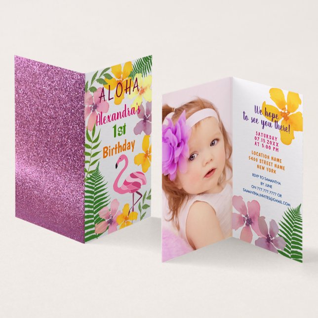 Photo 1st Birthday Luau Invitation (Inside and Outside)