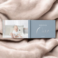 Photo 1st Birthday Script Blue