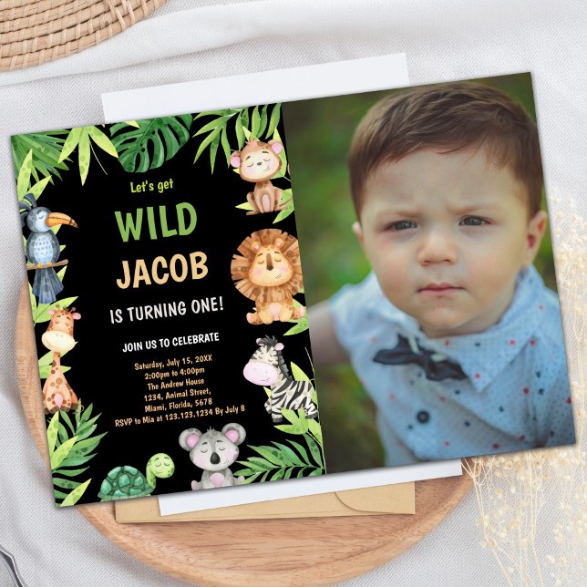 Photo 1st Wild One Birthday Invitations (Photo 1st Wild One Birthday Invitations)