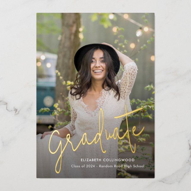 Photo 2024 Graduation Gold Foil Announcement (Front)