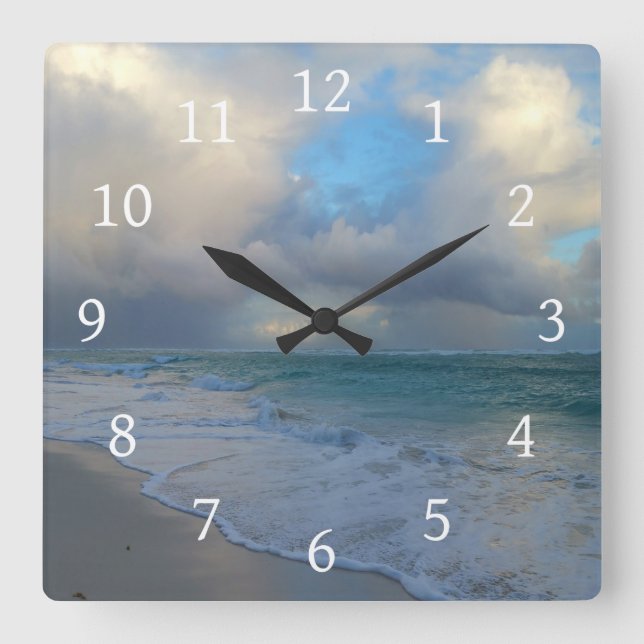 Photo 21 ocean beach square wall clock (Front)