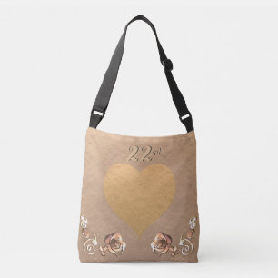 Photo 22nd Wedding Anniversary Coppery Heart Rose  Crossbody Bag