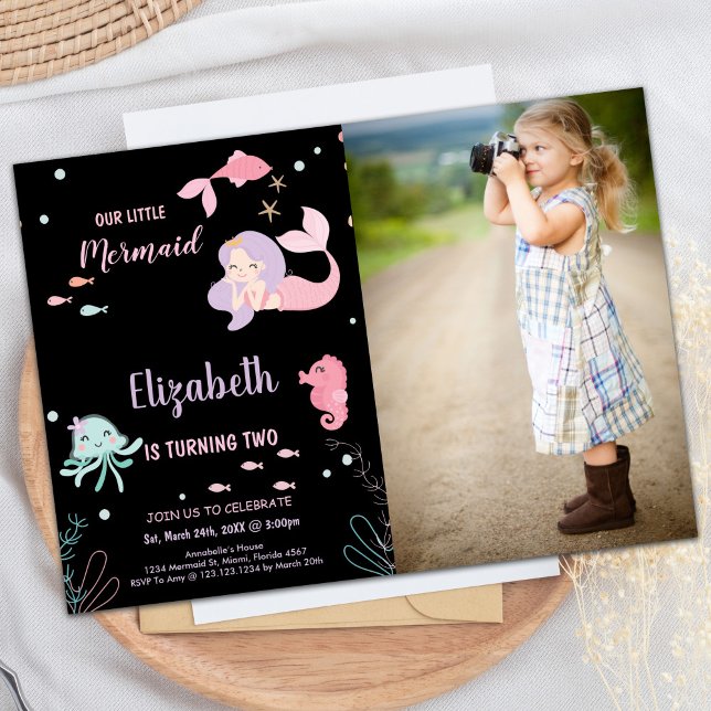 Photo 2nd Our Little Pink mermaid Birthday Invitation (Photo 2nd Our Little Pink mermaid Birthday Invitation)