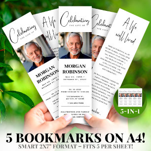 Photo 2x7" DIY Elegant Funeral Bookmark Template