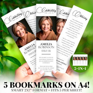 Photo 2x7" DIY Elegant Funeral Bookmark Template
