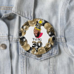 Photo 30th Birthday Custom 10 Cm Round Badge<br><div class="desc">Simple Modern 30th Birthday Photo Black Gold design. You can change photo easy,  and if you go on Click to customise further you can move Birthday Hat as it works for you. Matching products can be found in 30th Birthday Collection.</div>