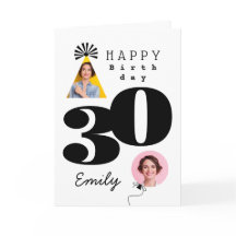 Photo 30th Birthday Custom Name Card