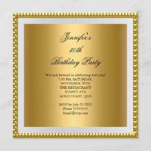 Photo 30th Birthday Party Elegant Gold White Invitation
