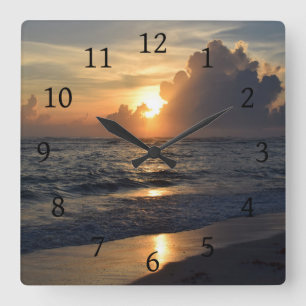 Photo 35 Ocean Sunset Square Wall Clock