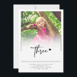 Photo 3rd Birthday Three Heart Cute Lovely  Invitation<br><div class="desc">Photo 3rd Birthday Three Heart Cute Lovely</div>