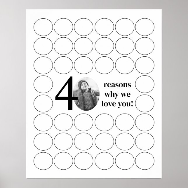 Photo 40 Reasons We Love You Birthday Keepsake Poster (Front)