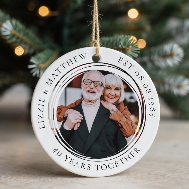 Photo 40 Years Wedding Anniversary Photo Ceramic Ornament (Creator Uploaded)