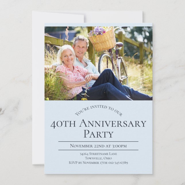 Photo 40th Wedding Anniversary Invitation (Front)