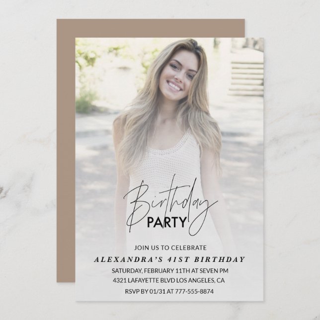 Photo 41st birthday invitation Birthday Party (Front/Back)