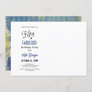 Photo 50 & FABULOUS 50th Birthday Party Blues Invitation