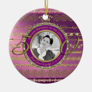 Photo 50th Birthday Crown Gold Diamond Frame Ceramic Ornament