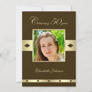 Photo 50th Birthday Party Invitation Brown