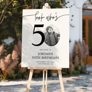 Photo 50th Birthday Welcome Sign   Look Who's 50