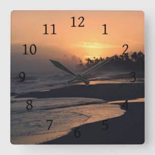 Photo 51 Beach sunset Ocean Square Wall Clock
