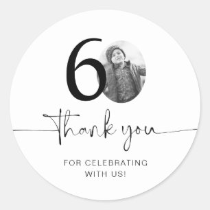 Photo 60th Birthday Thank You Classic Round Sticker